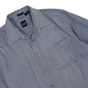 Vintage GAP Stretch Button Up Short Sleeve Pattern Casual Shirt Blue Mens Medium